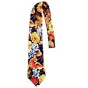 Bugatti Mens 100% Italian Silk Vintage Tie Black Rust Gold